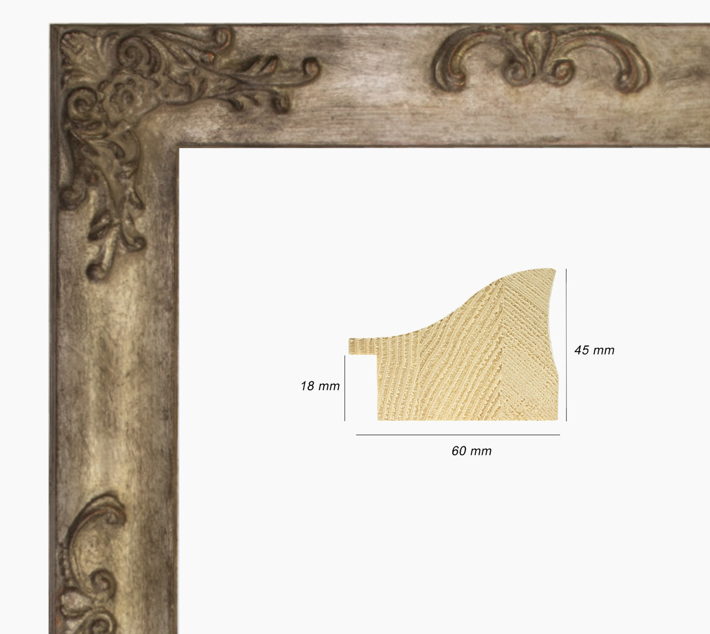Miroirs ancien sur mesure argent antique cor.345.231