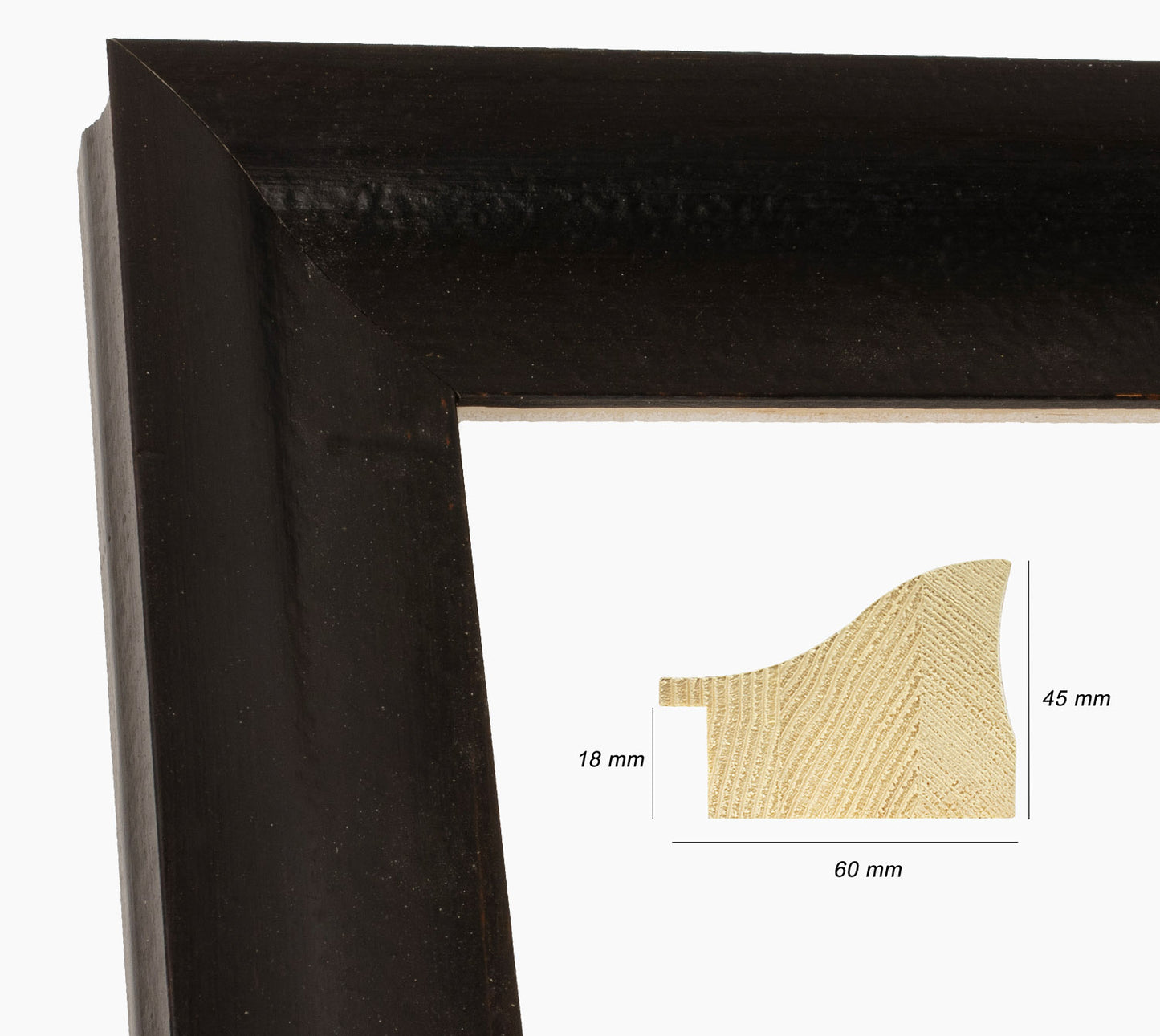 Marco de madera negro personalizado 345.600