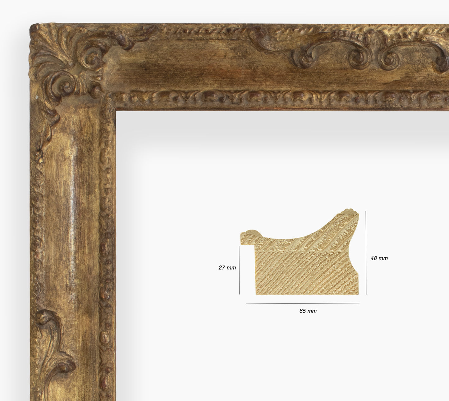 COR.620.230 marco de madera con pan de oro envejecido