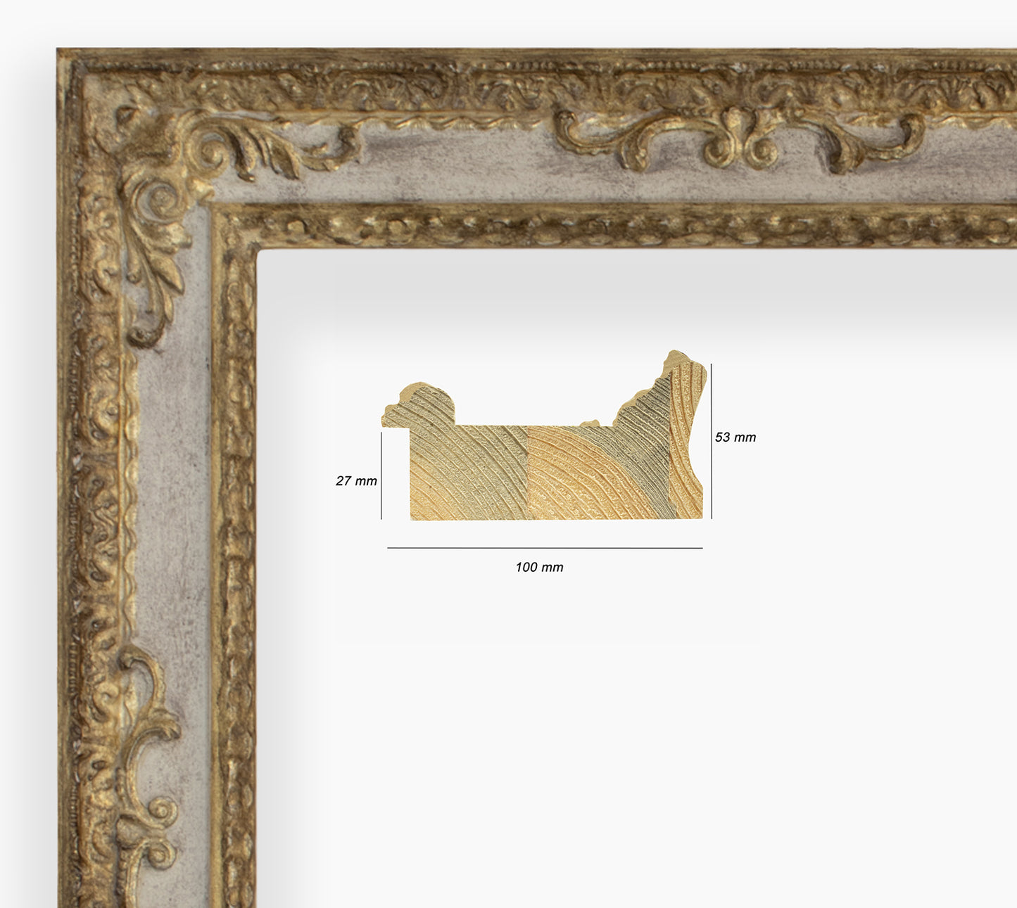 Espejos antiguos en gris y dorado hechos a medida cor.743.3004