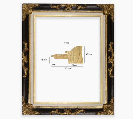 Black baroque frame with gold leaf COR227601135