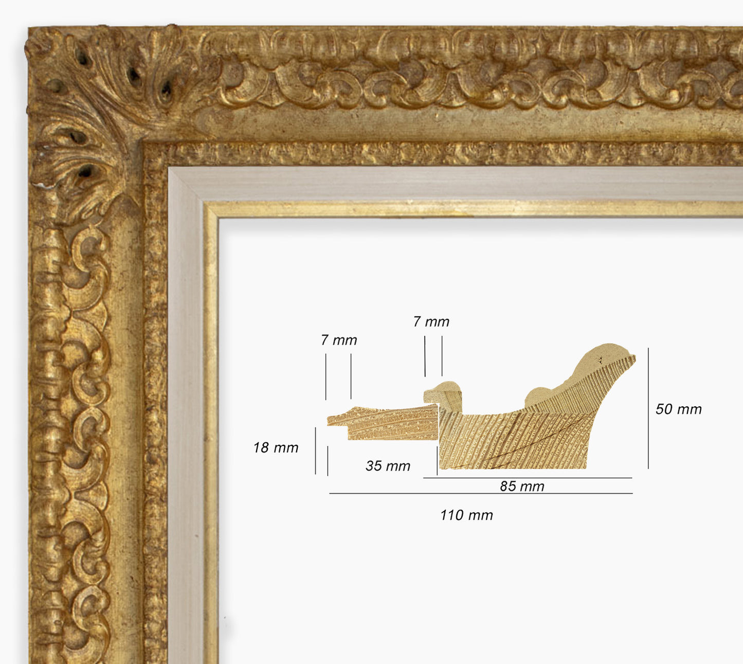 Cadre baroque a la feuille d'or COR4480010135