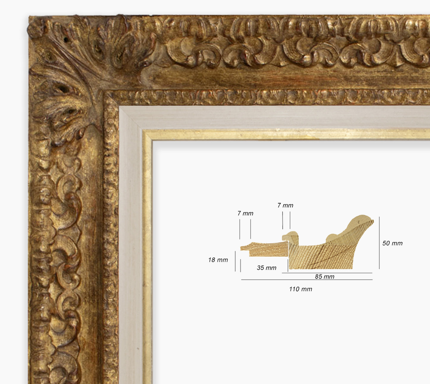 Cadre baroque a la feuille d'or antique COR4480230135