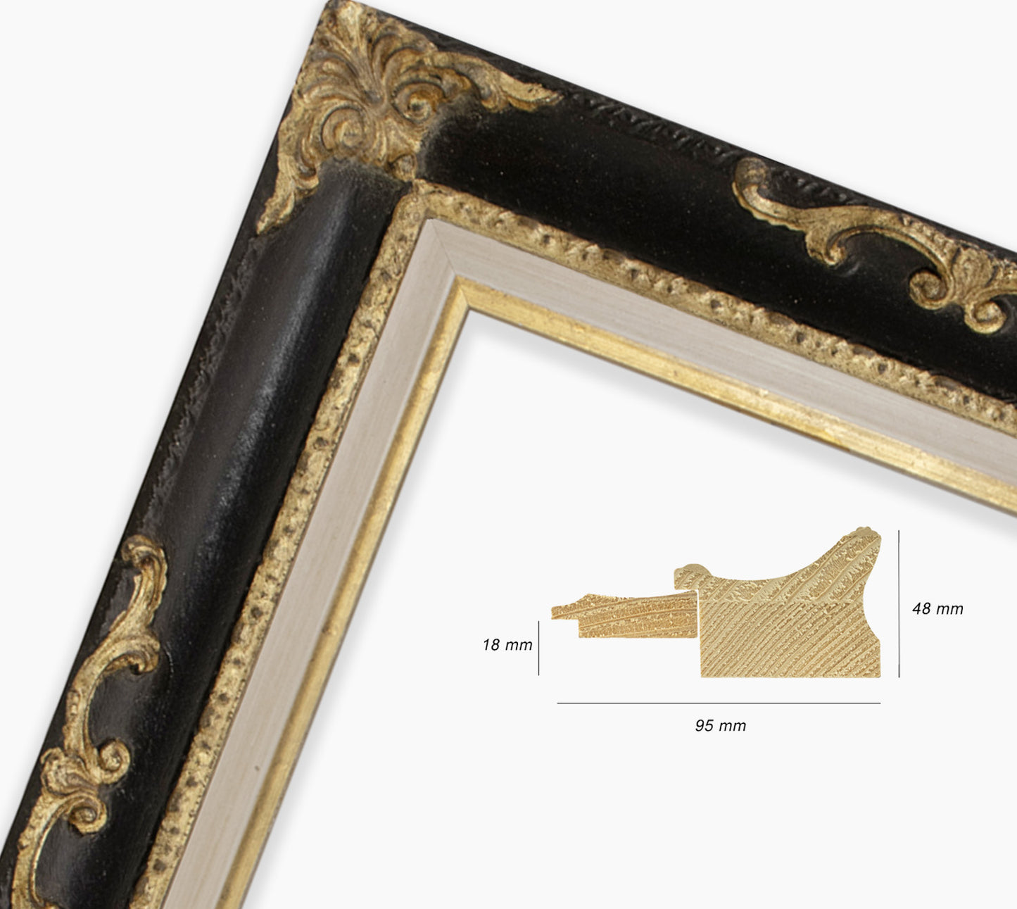 Marco barroco negro con pan de oro COR620601135