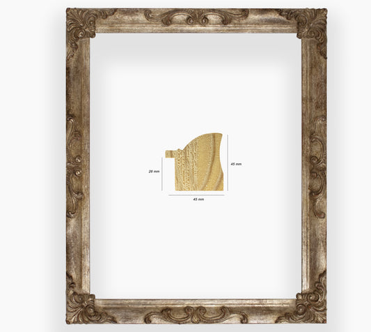 COR.227.231 wooden frame with antique silver leaf