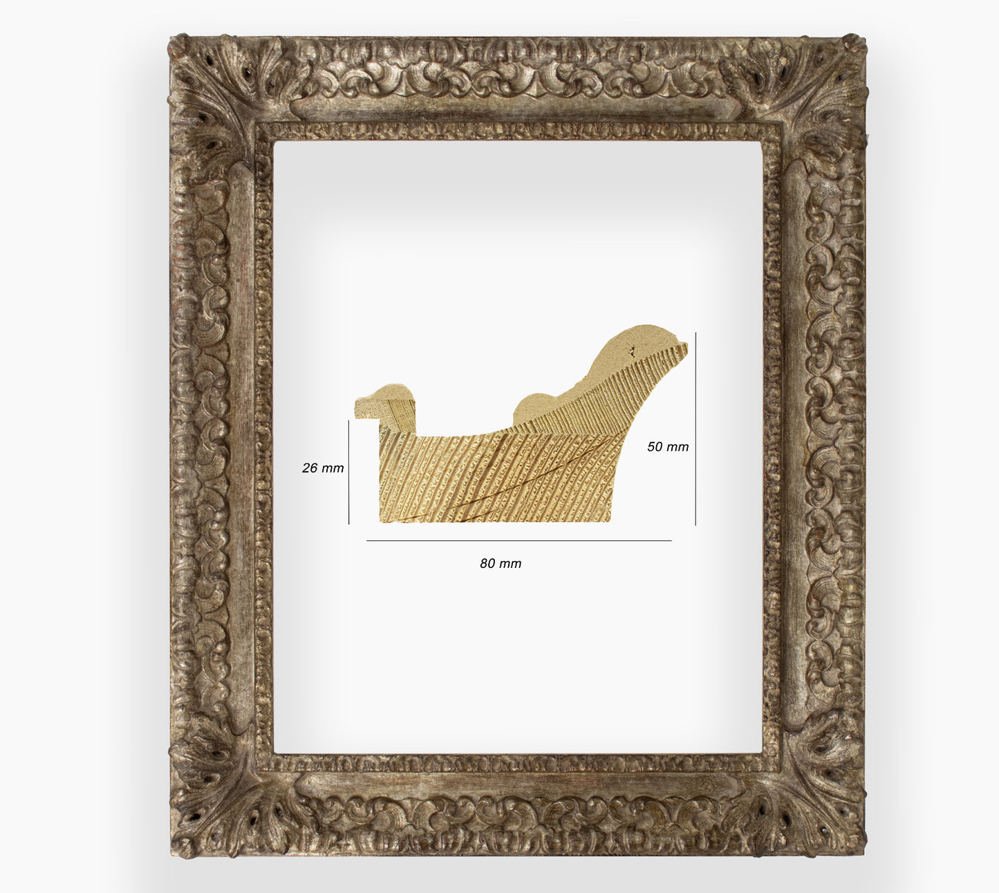 COR.4480.231 wooden frame with antique silver leaf