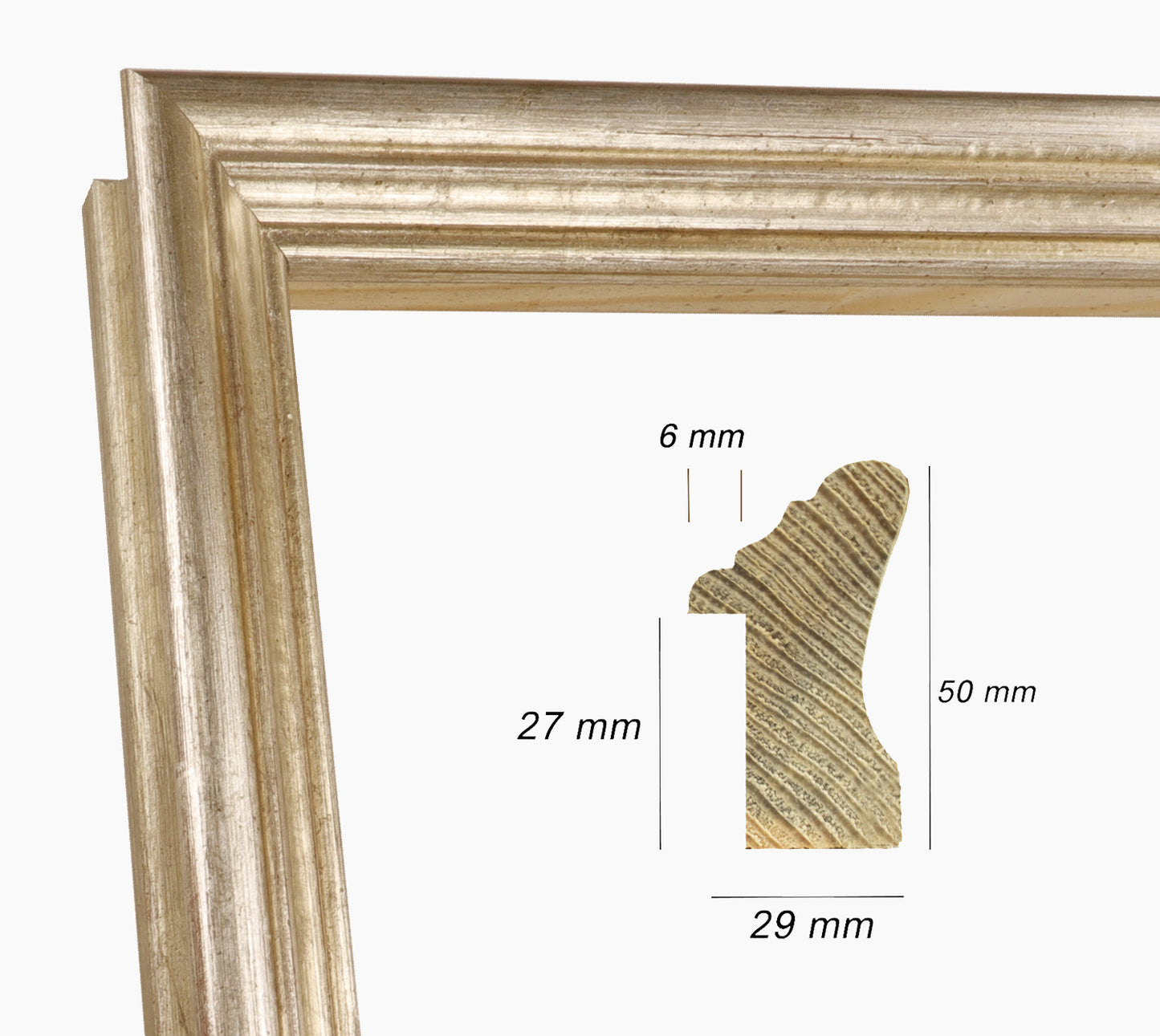 Marco de madera con pan de plata art.240.011