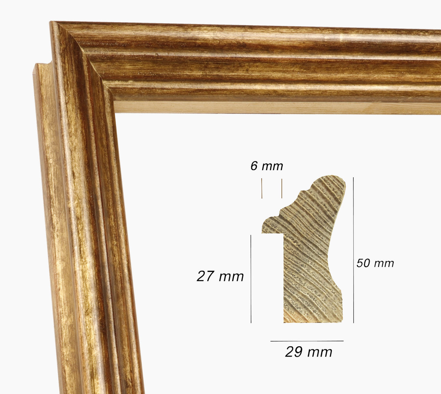 Marco de madera con pan de oro antiguo art.240.230