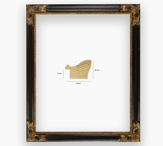 COR.247.601 marco de madera con ranura negra pan de oro