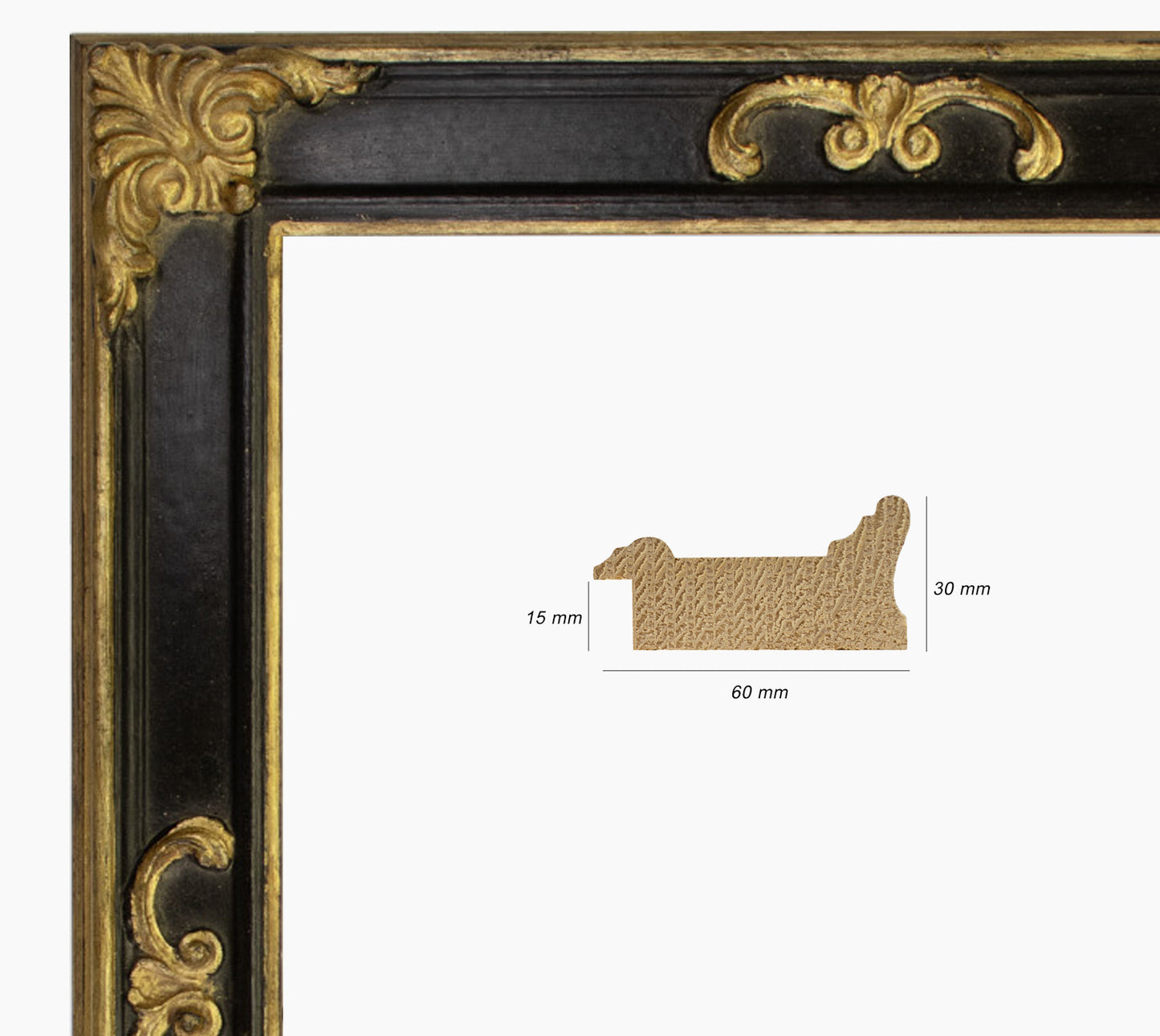 Miroirs ancien sur mesure noir et or cor.340.601