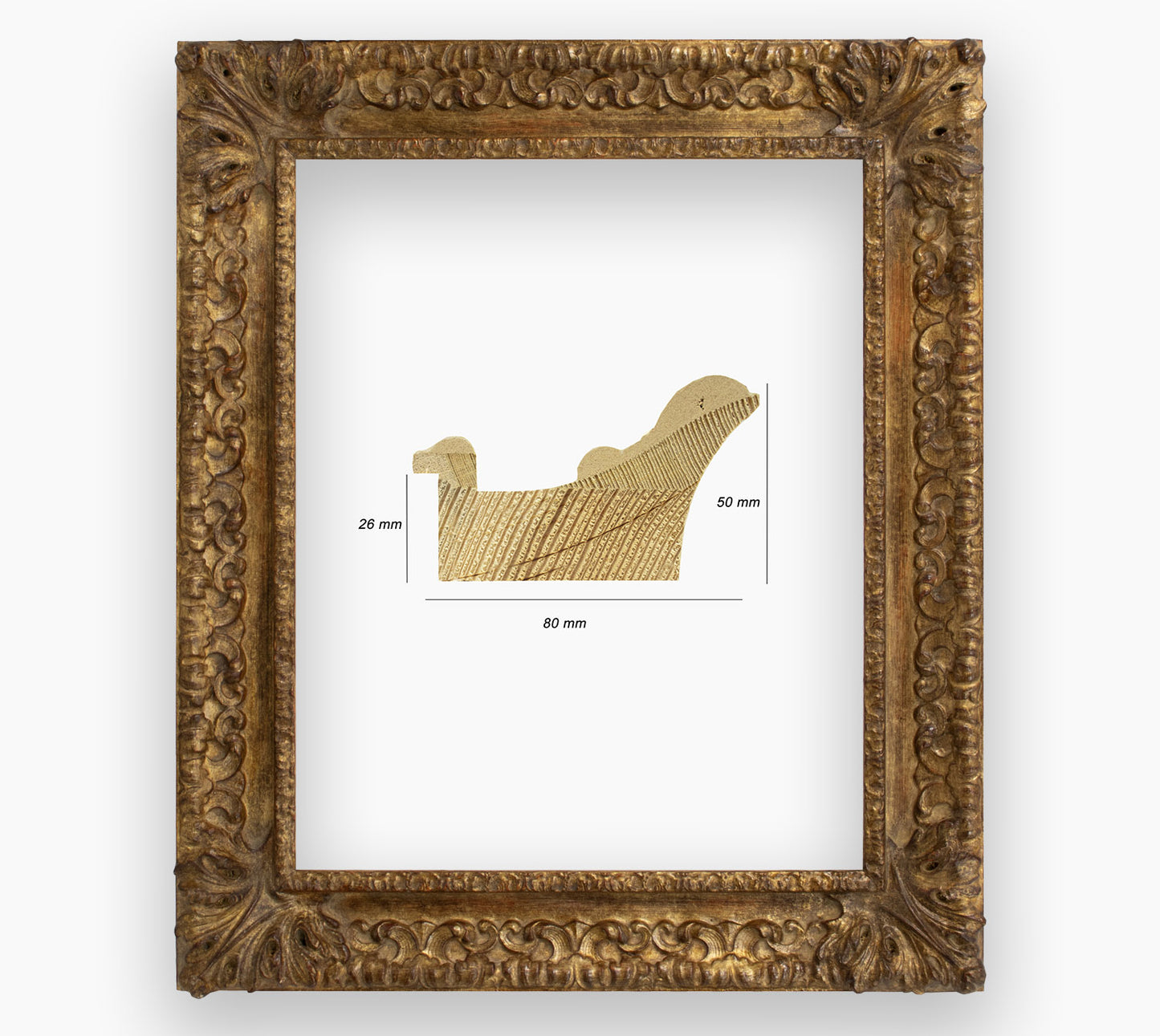 COR.4480.230 marco de madera con pan de oro envejecido