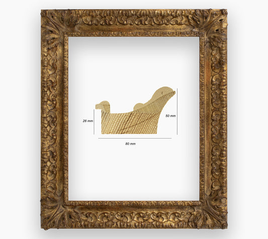 COR.4480.230 marco de madera con pan de oro envejecido