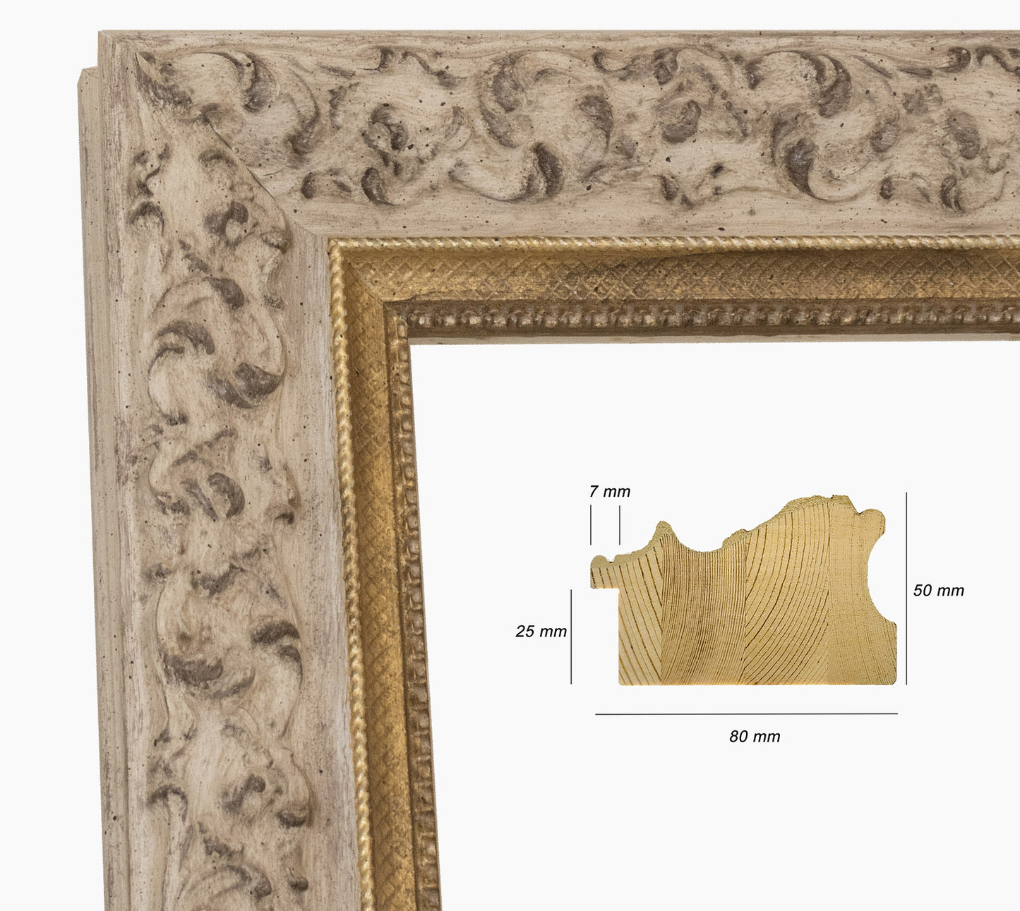 Marco de madera color oro gorge gris paloma 4497.3004