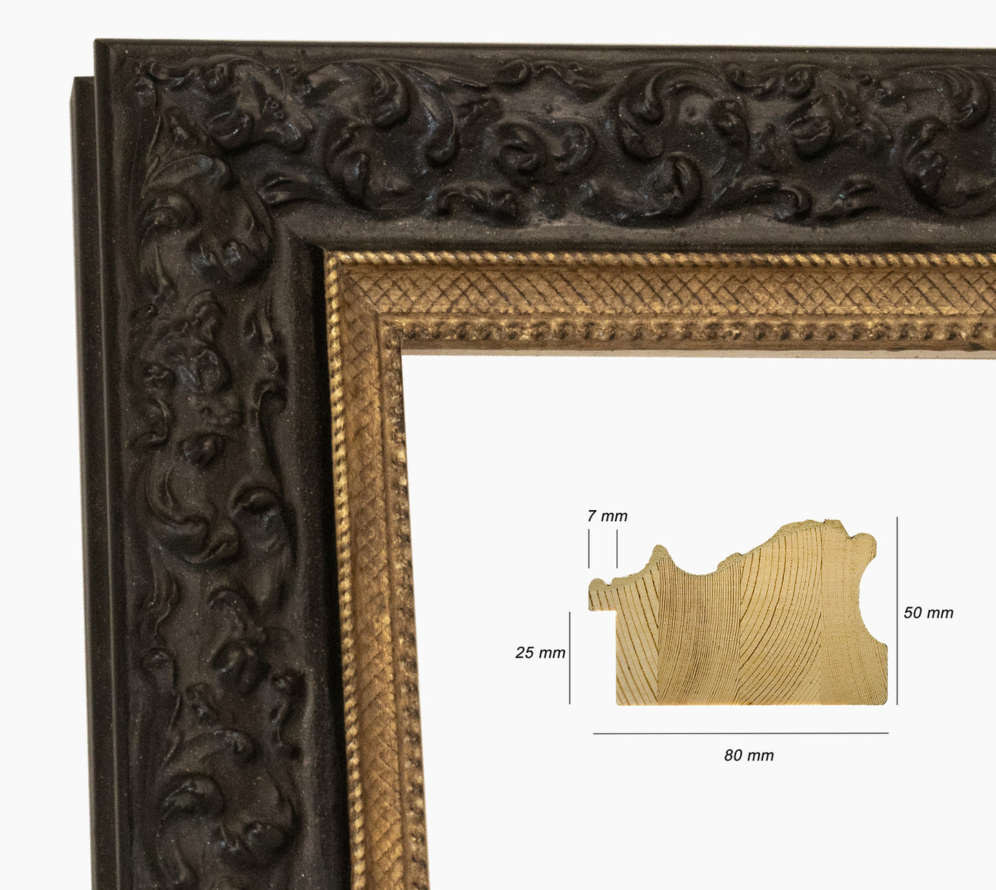 Marco de madera personalizado negro y dorado 4497.601