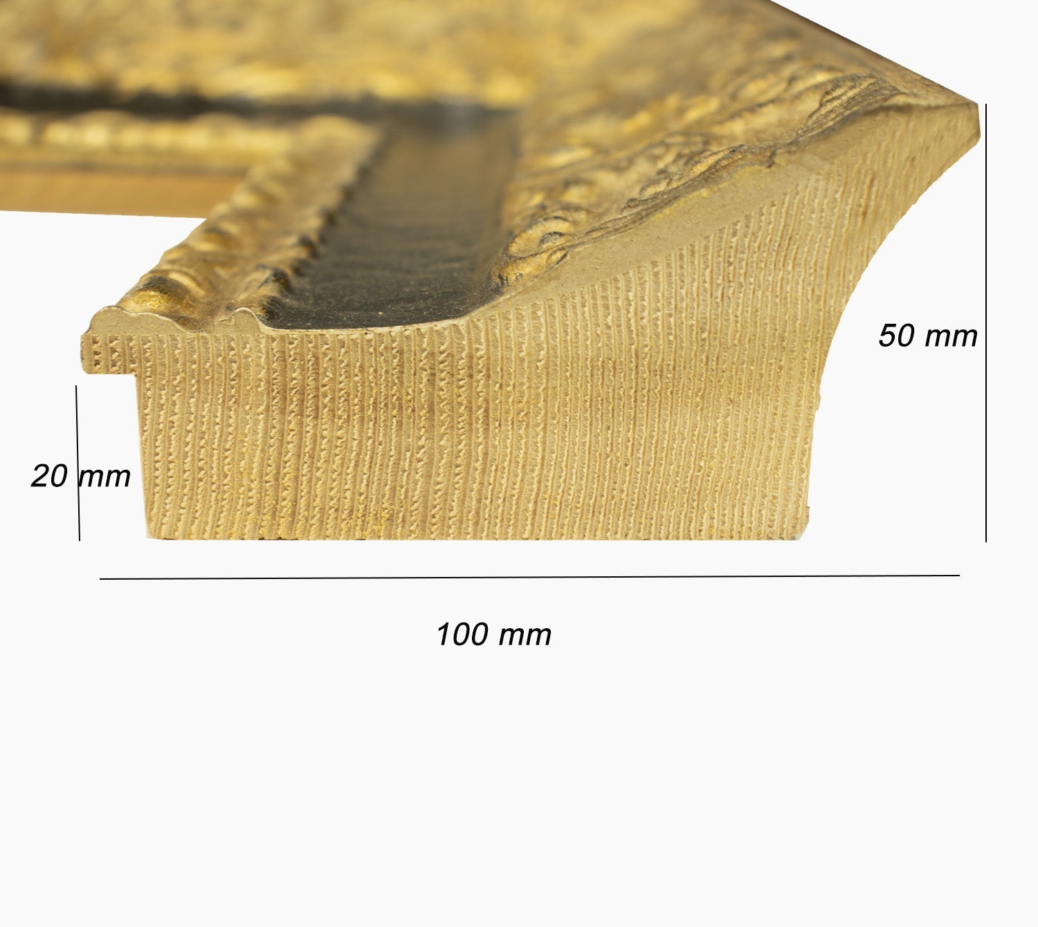 4900.601 marco de madera con hoja de oro ranura perfil negro medida 10 – AC  Lombarda cornici