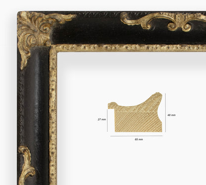 COR.620.601 marco de madera con ranura negra pan de oro