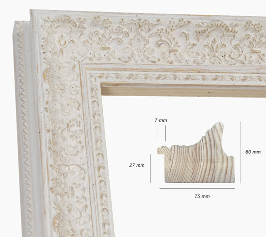 Marco de madera blanco con fondo ocre hecho a medida 731.915
