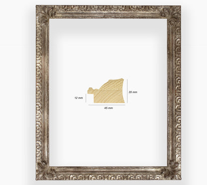 COR.325.231 marco de madera con pan de plata envejecida