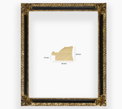 COR.325.601 marco de madera con ranura negra pan de oro