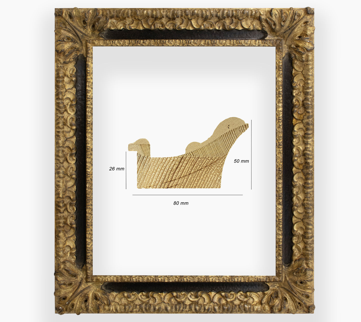 COR.4480.601 marco de madera con ranura negra pan de oro
