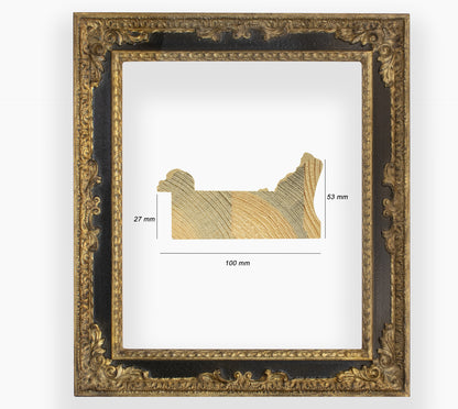 COR.743.601 marco de madera con ranura negra pan de oro