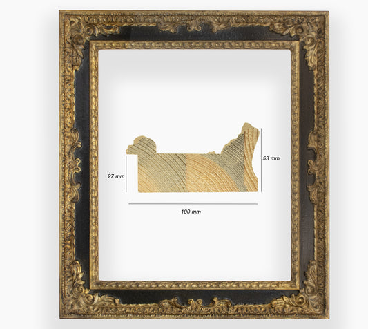 COR.743.601 marco de madera con ranura negra pan de oro